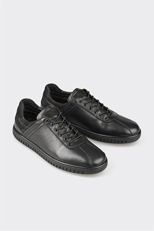 Siyah Deri Erkek Günlük Ayakkabı - Görsel 3