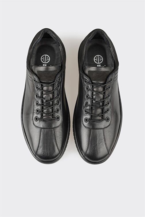 Siyah Deri Erkek Günlük Ayakkabı - Görsel 5