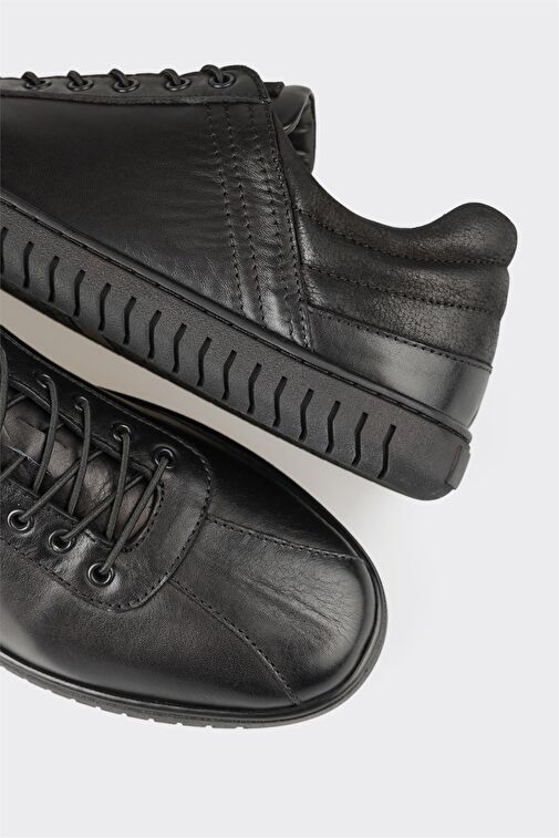 Siyah Deri Erkek Günlük Ayakkabı - Görsel 6