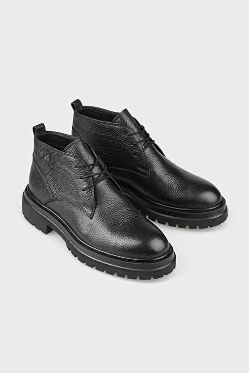 Siyah Deri Erkek Günlük Bot - Görsel 3