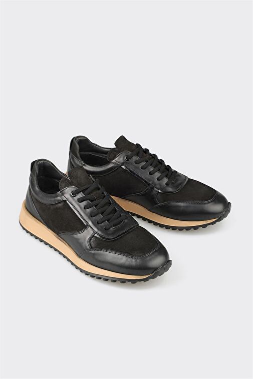 Siyah Deri Erkek Spor Ayakkabı - Görsel 3