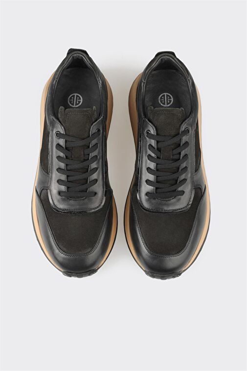 Siyah Deri Erkek Spor Ayakkabı - Görsel 5