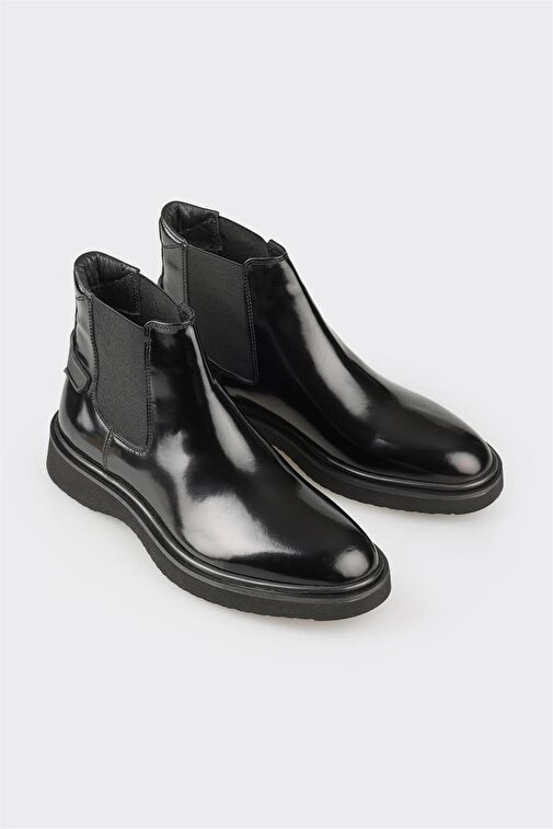 Siyah Deri Erkek Klasik Bot - Görsel 3