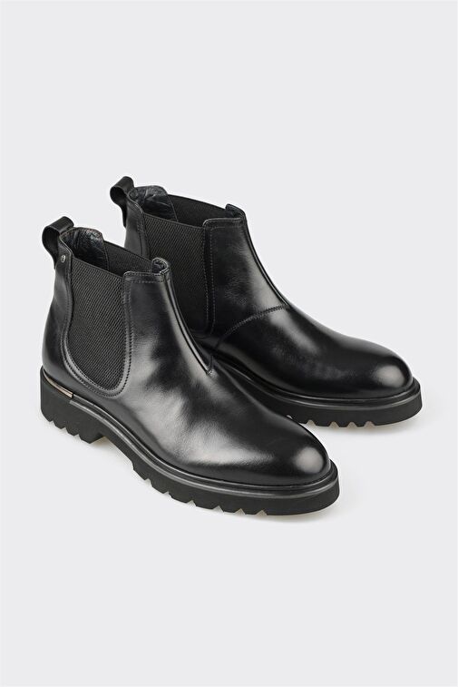 Siyah Deri Erkek Klasik Bot - Görsel 3