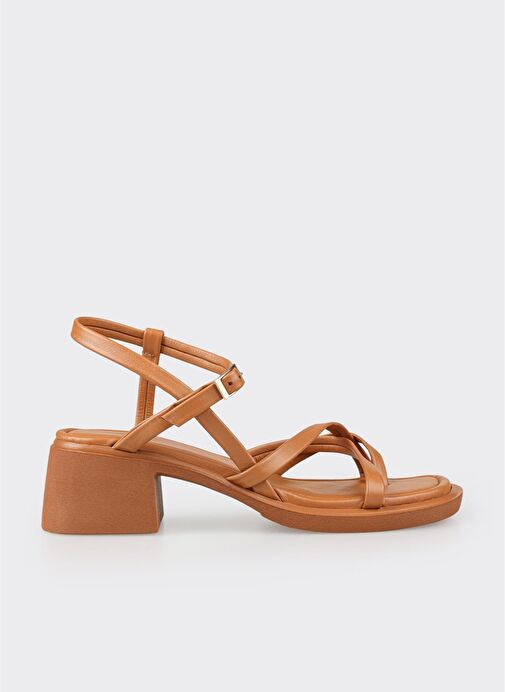 Taba Deri Kadın Topuklu Sandalet - Görsel 2