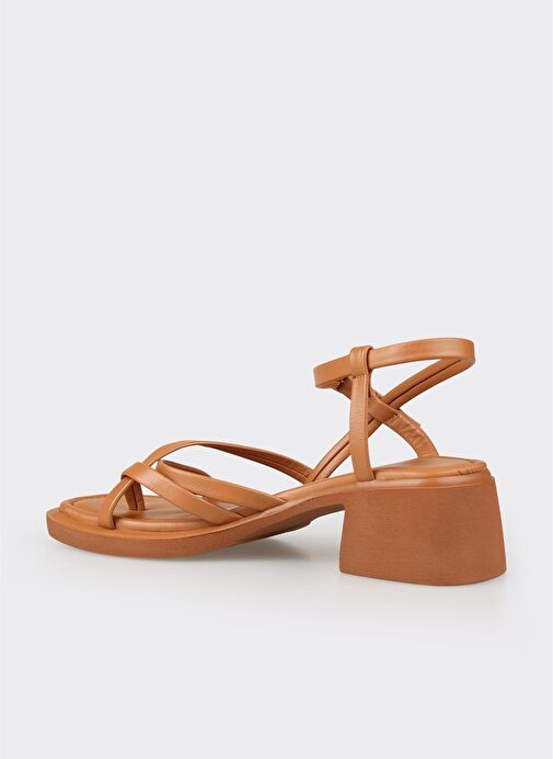 Taba Deri Kadın Topuklu Sandalet - Görsel 4