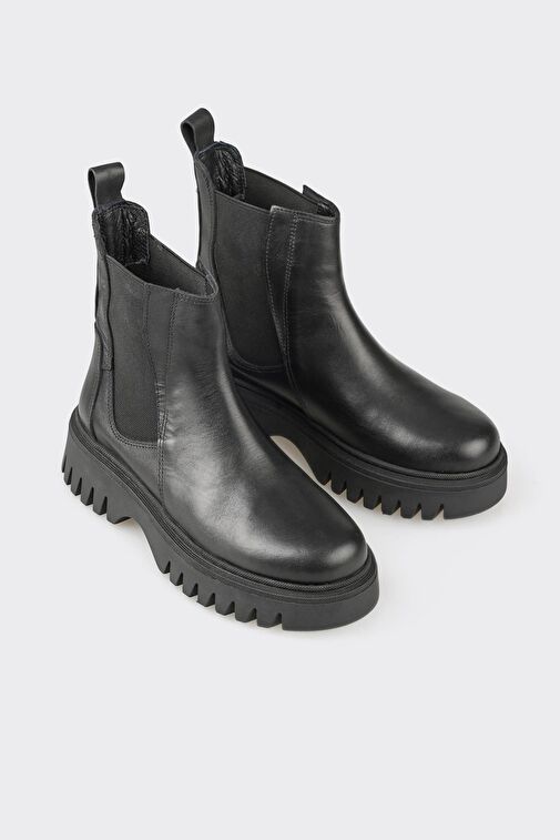 Siyah Deri Kadın Günlük Bot - Görsel 3