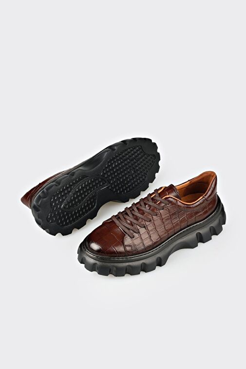 Elle Kahverengi Erkek Deri Günlük Ayakkabı NOGUM - Görsel 4