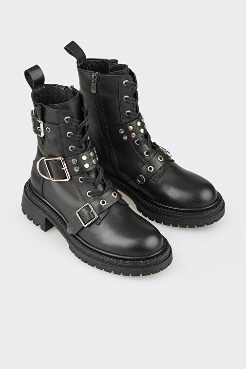 Siyah Deri Kadın Günlük Bot - Görsel 3