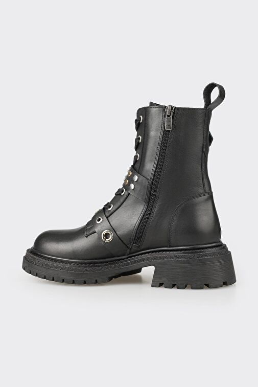 Siyah Deri Kadın Günlük Bot - Görsel 4