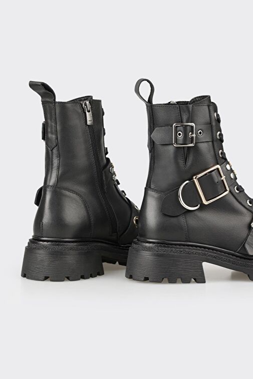 Siyah Deri Kadın Günlük Bot - Görsel 5