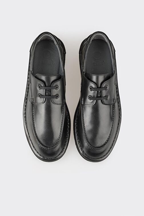 Siyah Deri Erkek Günlük Ayakkabı - Görsel 5