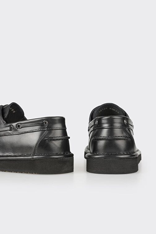 Siyah Deri Erkek Günlük Ayakkabı - Görsel 6