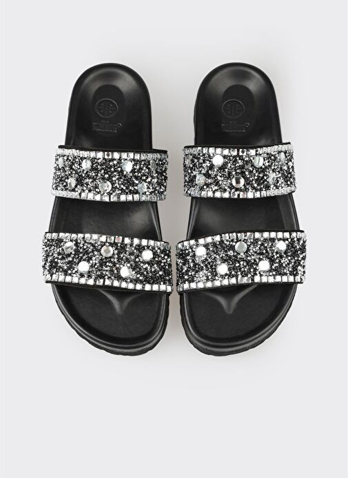 Siyah Deri Kadın Terlik - Görsel 5