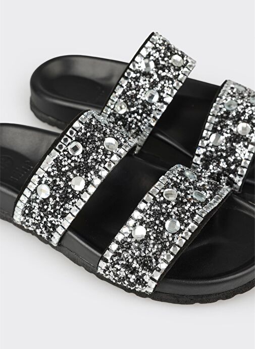 Siyah Deri Kadın Terlik - Görsel 6