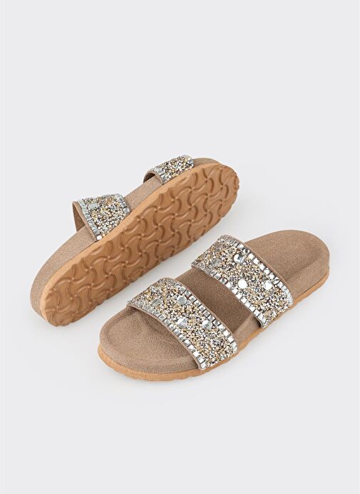 Bej Deri Kadın Terlik - Görsel 4