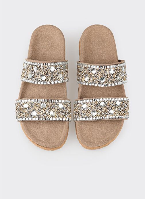 Bej Deri Kadın Terlik - Görsel 5