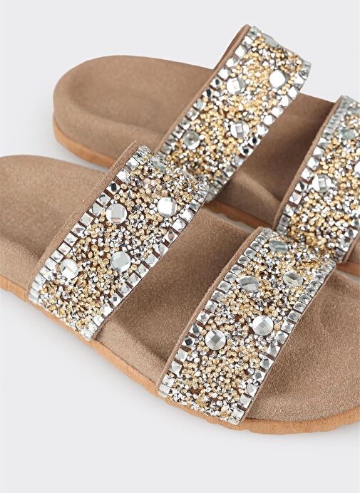 Bej Deri Kadın Terlik - Görsel 6