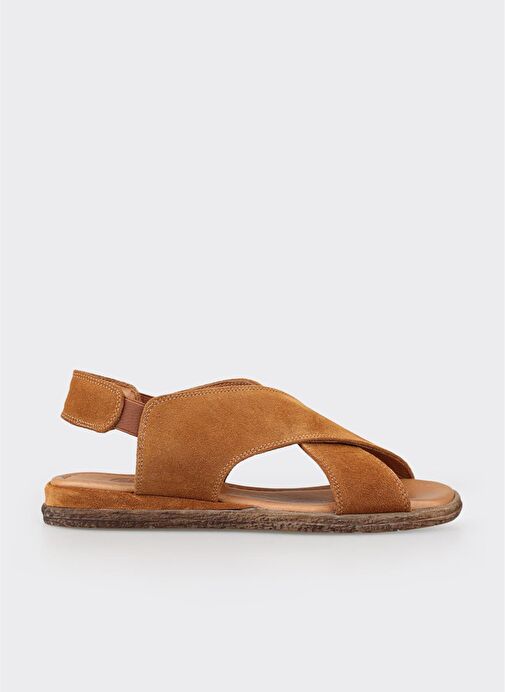 Taba Deri Kadın Düz Sandalet - Görsel 2