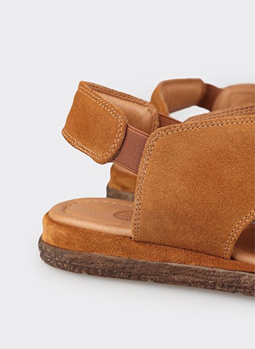 Taba Deri Kadın Düz Sandalet - Görsel 6