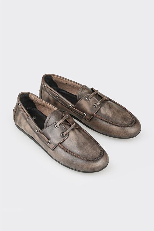 Gri Deri Kadın Günlük Ayakkabı - Görsel 3