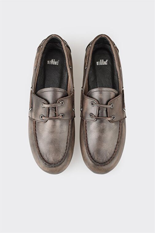 Gri Deri Kadın Günlük Ayakkabı - Görsel 5