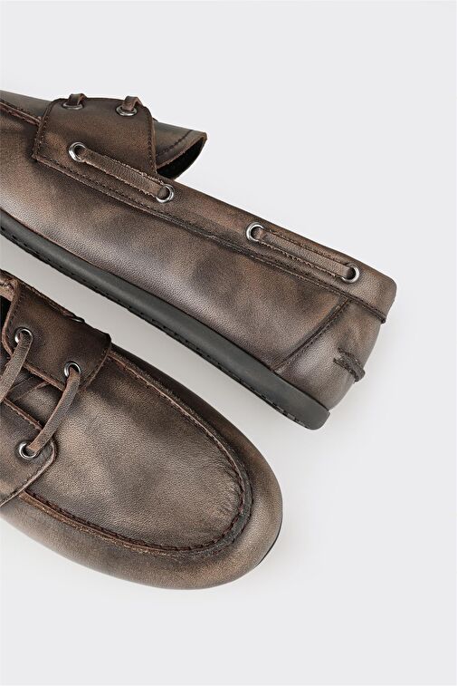 Gri Deri Kadın Günlük Ayakkabı - Görsel 6