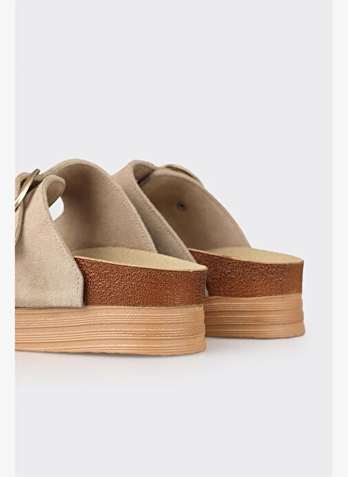 Bej Deri Kadın Terlik - Görsel 11