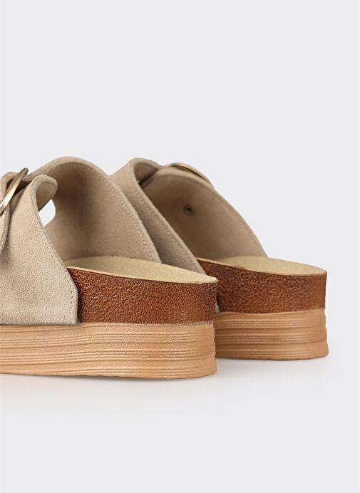 Bej Deri Kadın Terlik - Görsel 10