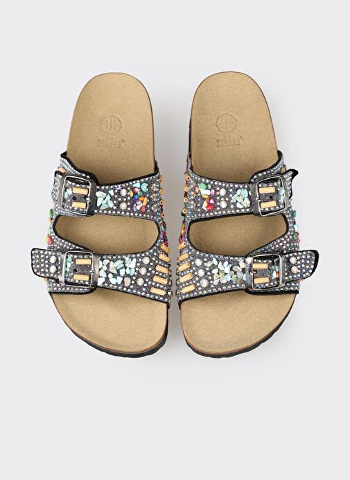 Siyah Deri Kadın Terlik - Görsel 5