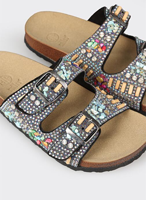 Siyah Deri Kadın Terlik - Görsel 6