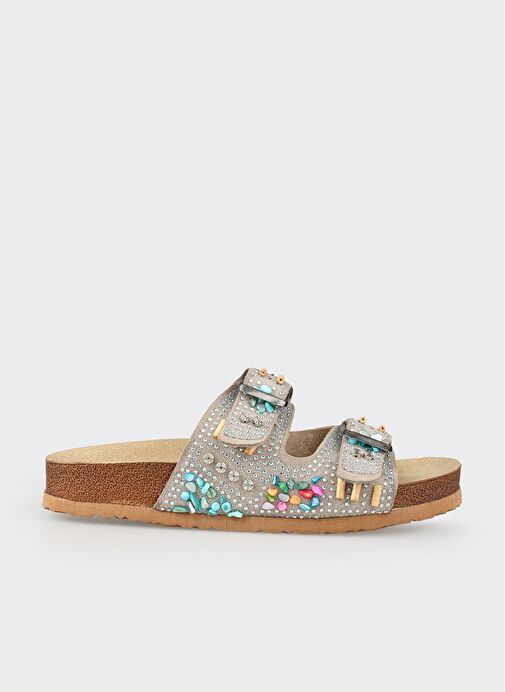 Bej Deri Kadın Terlik - Görsel 2