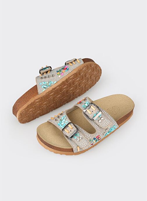 Bej Deri Kadın Terlik - Görsel 4