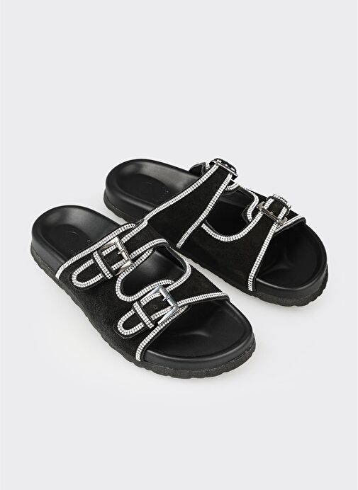 Siyah Deri Kadın Terlik - Görsel 3