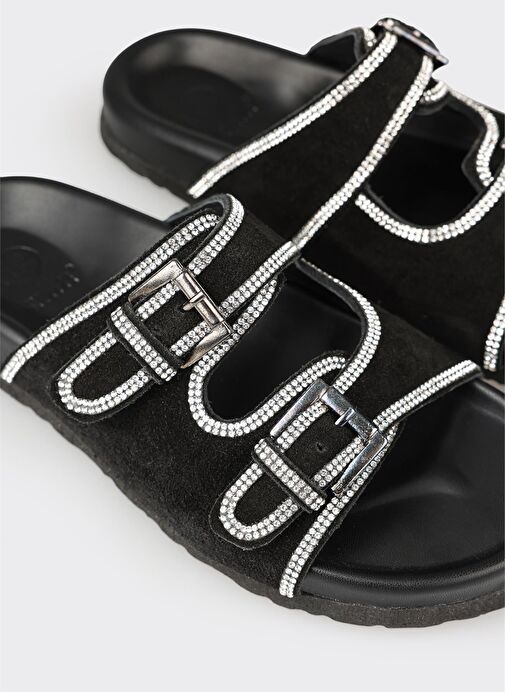 Siyah Deri Kadın Terlik - Görsel 6