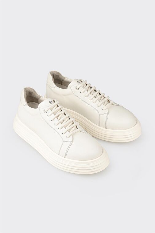 Beyaz Deri Erkek Spor Ayakkabı - Görsel 3