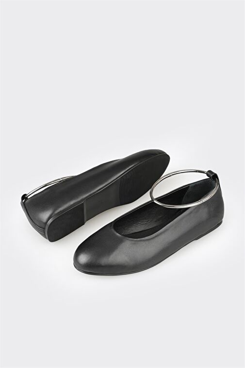 Siyah Deri Kadın Günlük Ayakkabı - Görsel 4