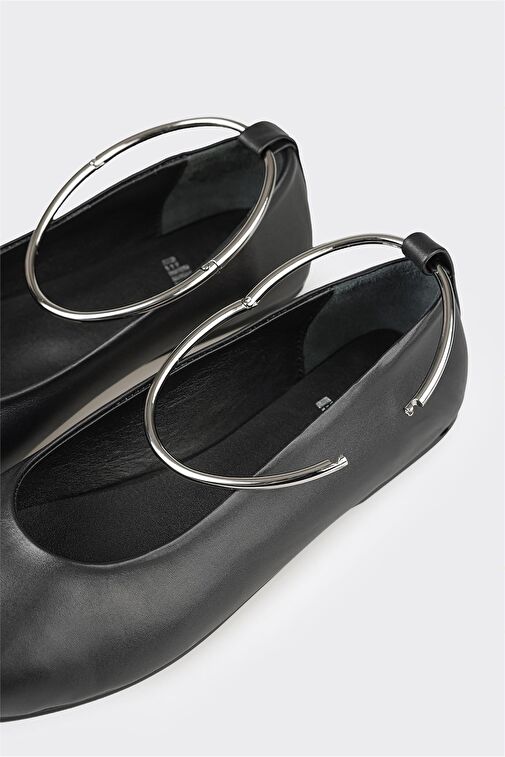 Siyah Deri Kadın Günlük Ayakkabı - Görsel 6