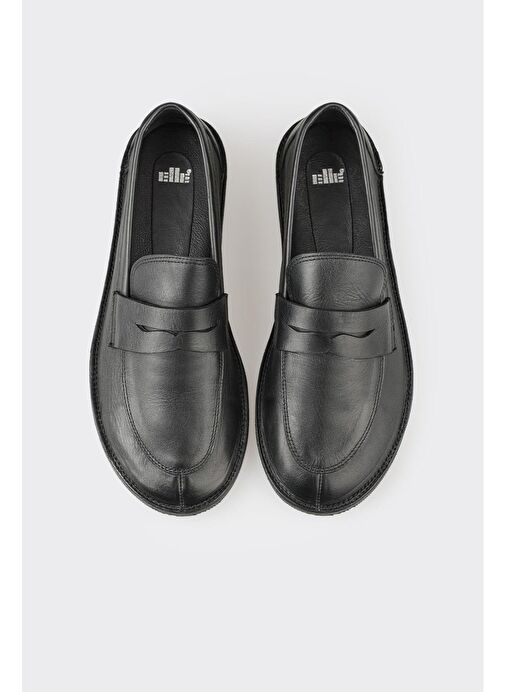 Siyah Deri Kadın Günlük Ayakkabı - Görsel 5