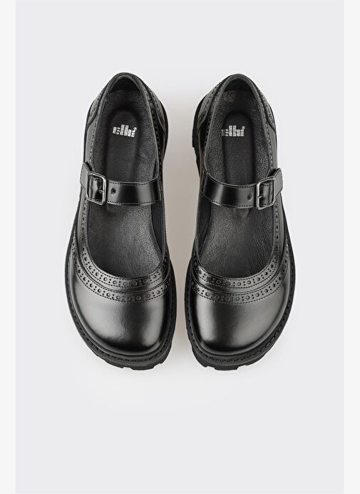 Siyah Deri Kadın Günlük Ayakkabı - Görsel 5