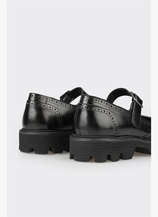 Siyah Deri Kadın Günlük Ayakkabı - Görsel 6