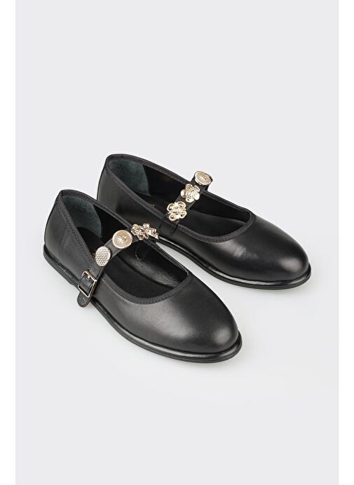 Siyah Deri Kadın Günlük Ayakkabı - Görsel 3