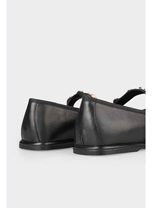 Siyah Deri Kadın Günlük Ayakkabı - Görsel 6