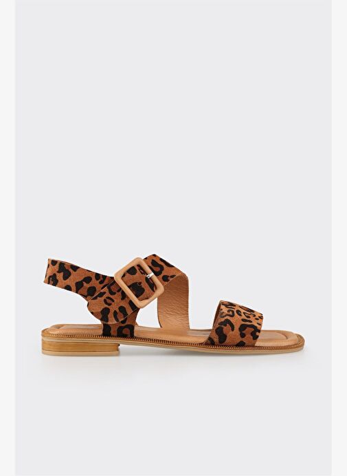 Taba Deri Kadın Düz Sandalet - Görsel 3