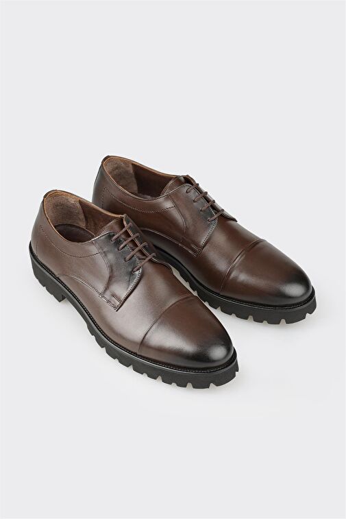 Elle Kahverengi Erkek Deri Günlük Ayakkabı DIMANC - Görsel 3