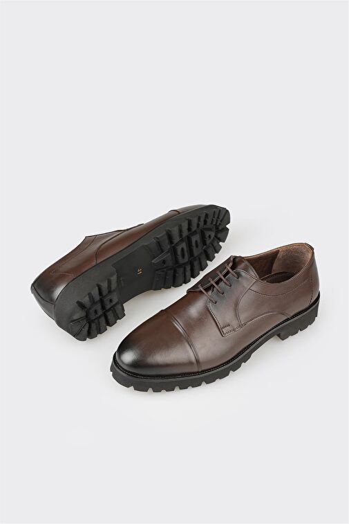 Elle Kahverengi Erkek Deri Günlük Ayakkabı DIMANC - Görsel 4
