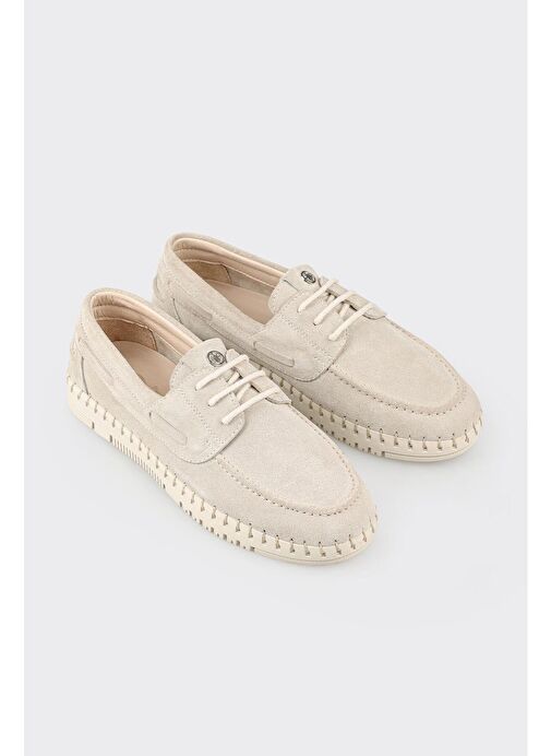 Bej Deri Kadın Günlük Ayakkabı - Görsel 3