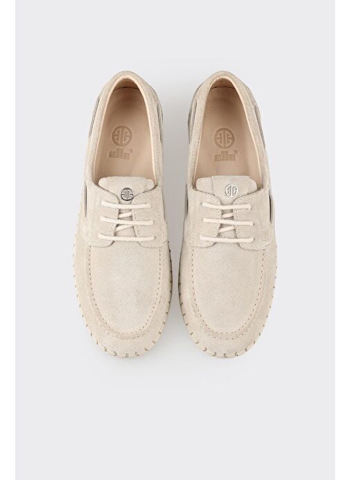 Bej Deri Kadın Günlük Ayakkabı - Görsel 5