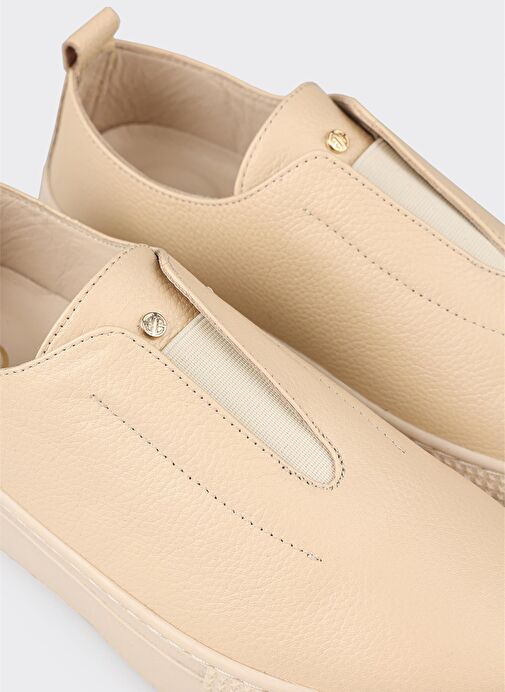 Bej Deri Kadın Spor Ayakkabı - Görsel 6