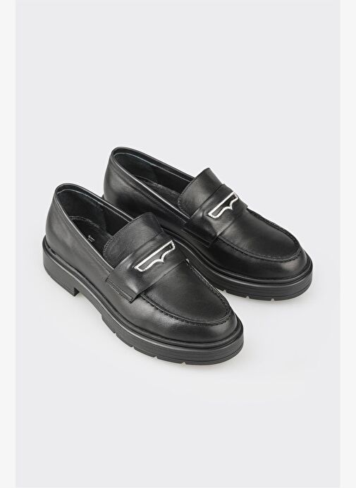 Elle Siyah Kadın Deri Günlük Ayakkabı CEGOVEN - Görsel 5